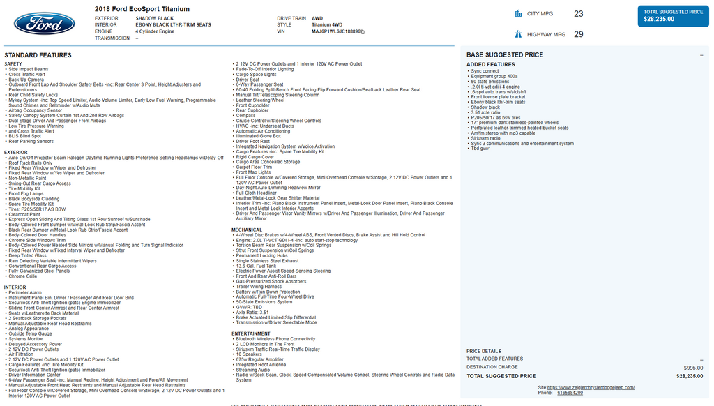 2018 Ford EcoSport Titanium
