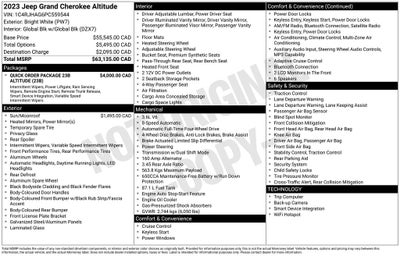 2023 Jeep Grand Cherokee Altitude X Power Sunroof & Radio: Uconnect 5 w/8.4" Display &