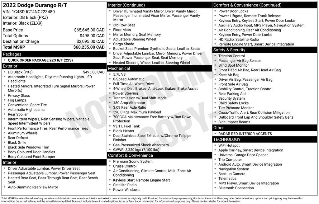 2022 Dodge Durango R/T Navigation System & Apple CarPlay/Android Auto