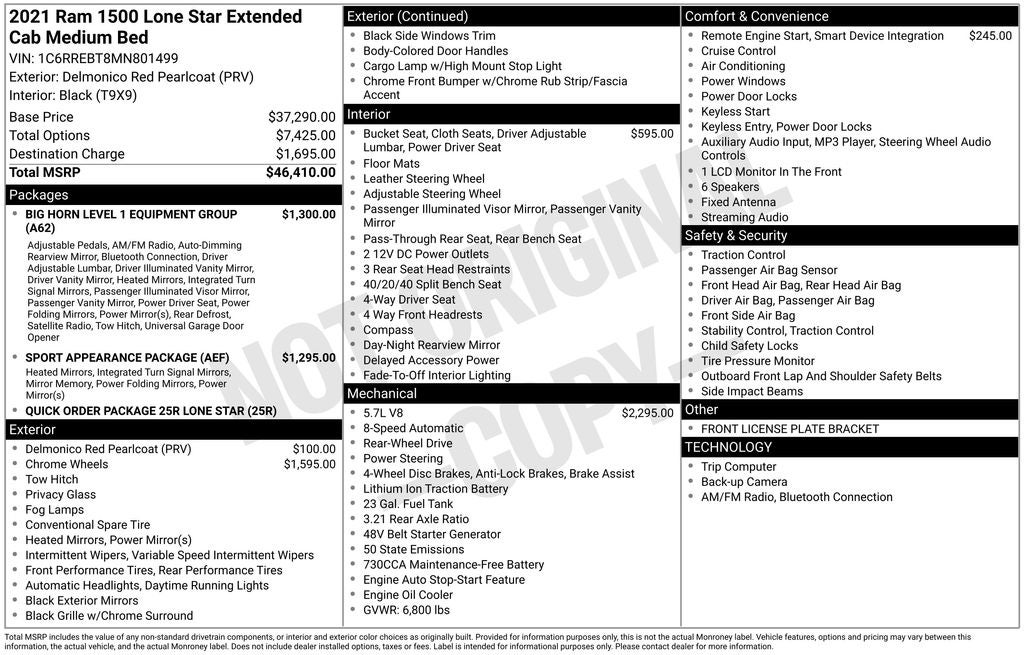2021 RAM 1500 Big Horn/Lone Star