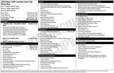 2023 RAM 1500 Laramie 12" Touchscreen Display Navigation System