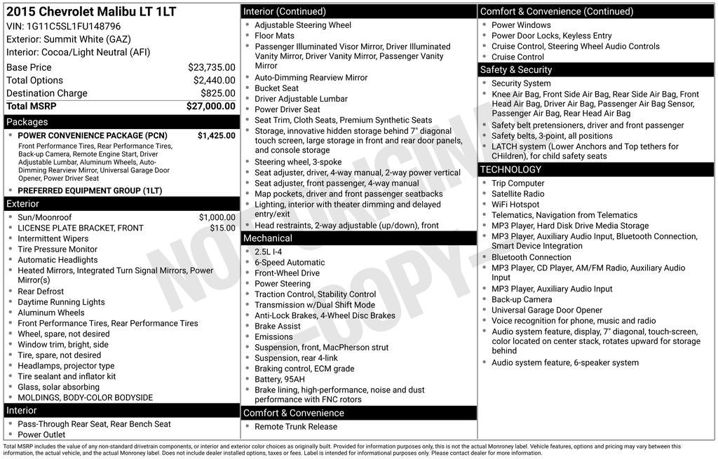 2015 Chevrolet Malibu LT 1LT