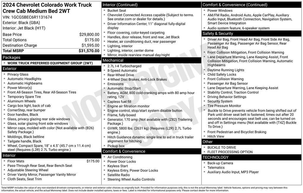 2024 Chevrolet Colorado Work Truck Navigation System