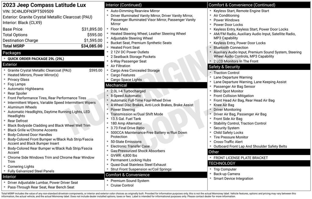 2023 Jeep Compass Latitude Lux Apple CarPlay/Android Auto