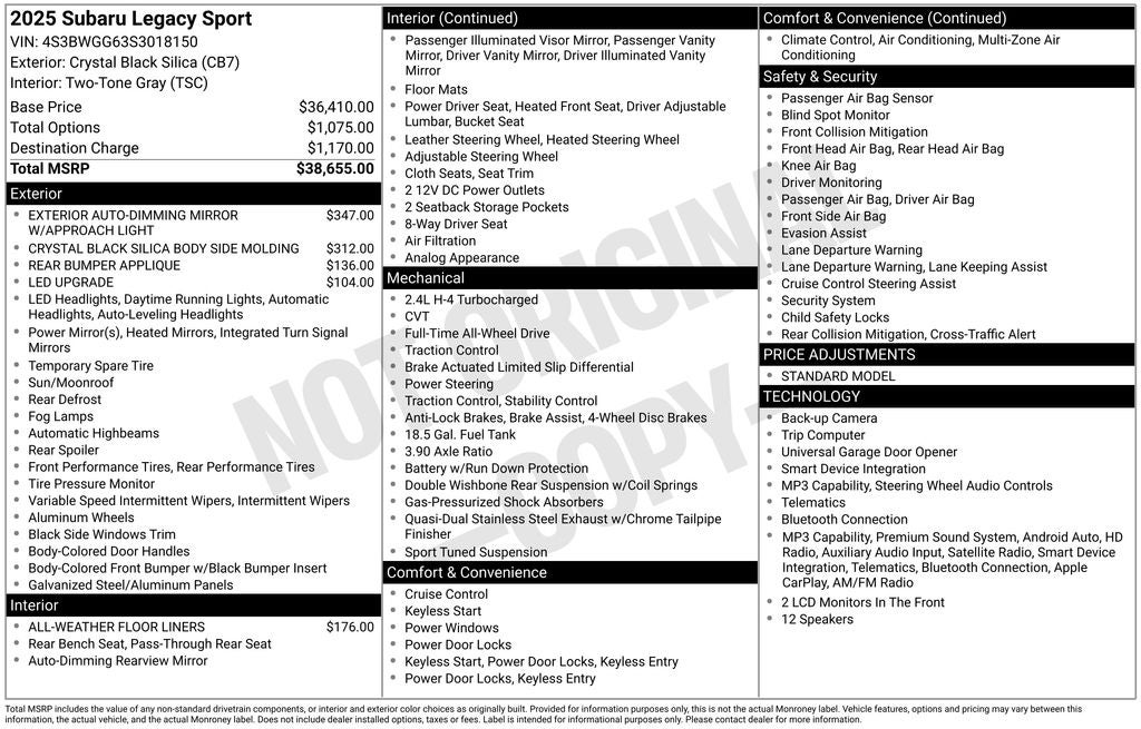 2025 Subaru Legacy Sport