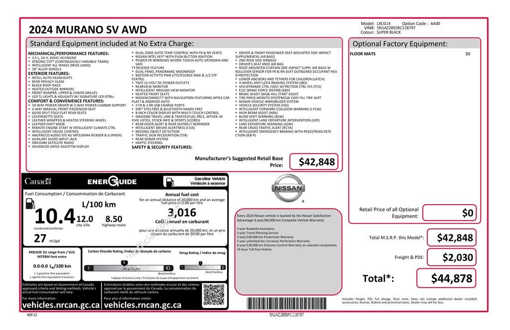 2024 Nissan Murano SV Apple CarPlay