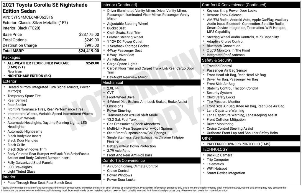 2021 Toyota Corolla SE Nightshade