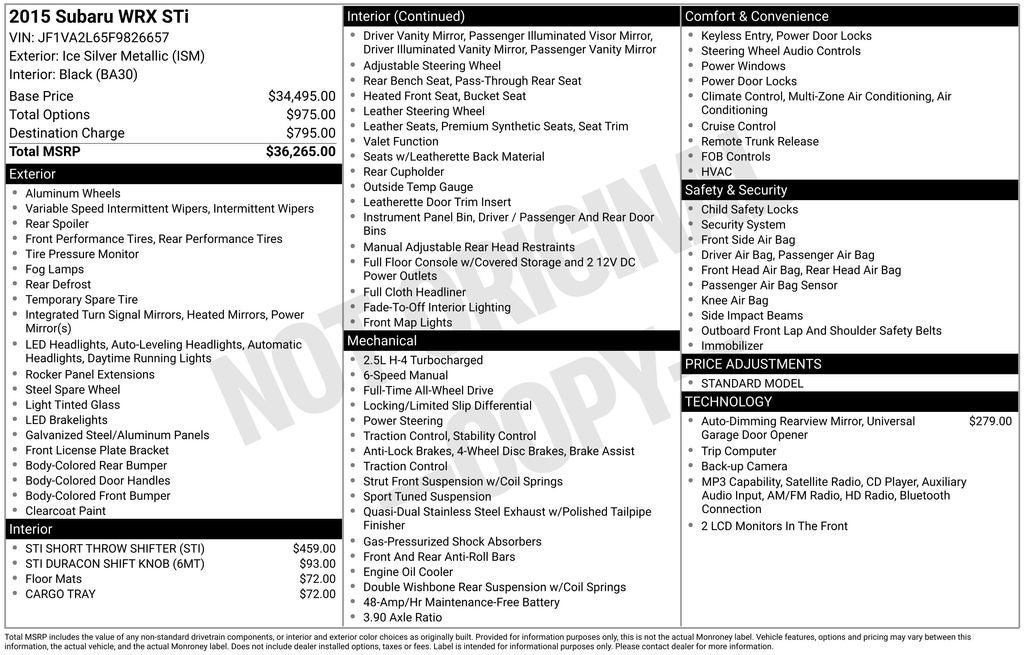 2015 Subaru Impreza WRX STi