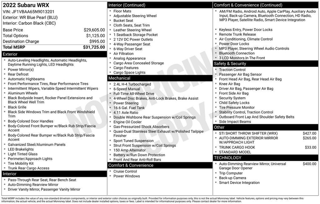 2022 Subaru WRX Base