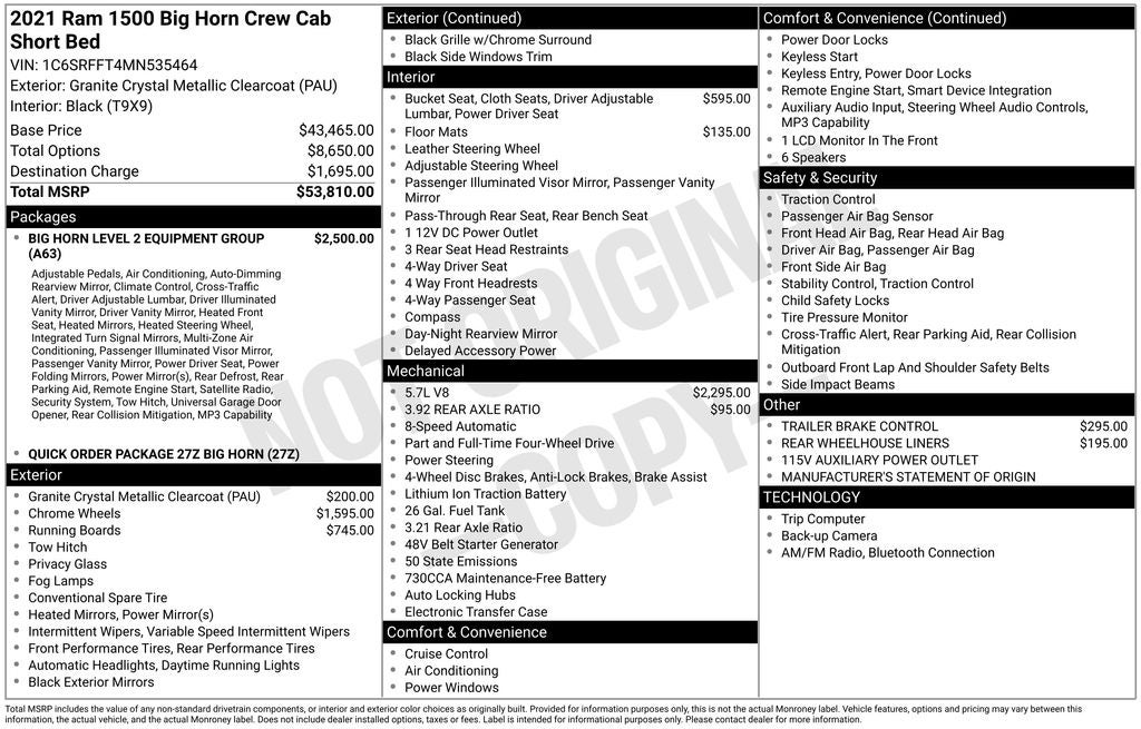 2021 RAM 1500 Big Horn/Lone Star