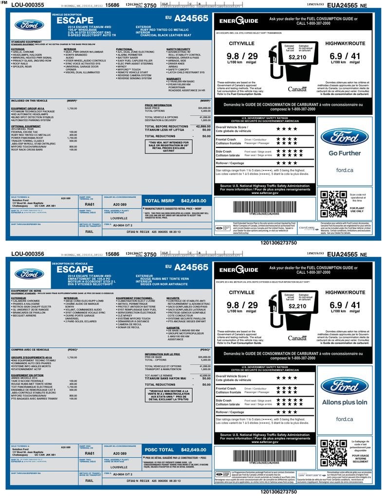2014 Ford Escape Titanium PANORAMIC ROOF AWD LEATHER REAR SENSORS SYNC