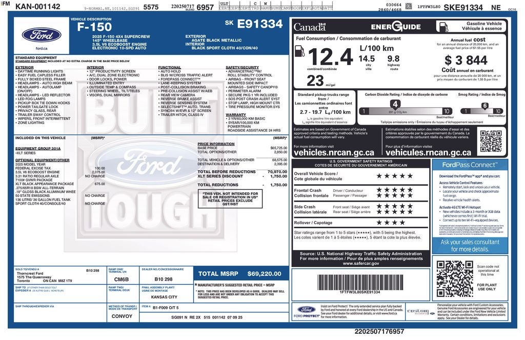 2025 Ford F-150 XLT Black Apoearance Pkg 3.5L Ecoboost Blis Rear Camer