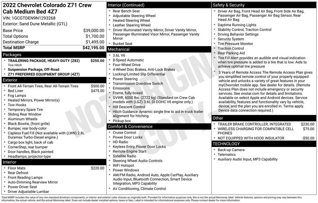 2022 Chevrolet Colorado Z71 CREW CAB Z71 4X4 COMBO LEATHERT TOW