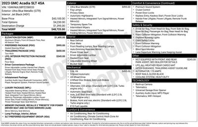 2023 GMC Acadia SLT AWD V6 Heated Leather 3 Row Seat Rear Camera Prote