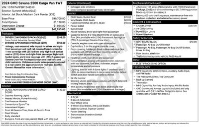 2024 GMC Savana 2500 Work Van