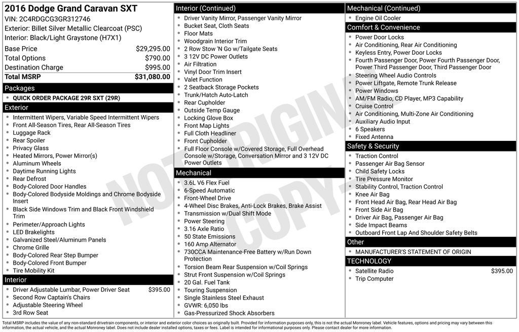 2016 Dodge Grand Caravan SXT
