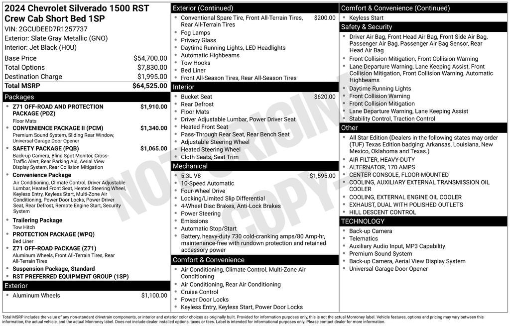 2024 Chevrolet Silverado 1500 RST RST CREW CAB 4X4 Z71 CONVIENIENCE PK 2