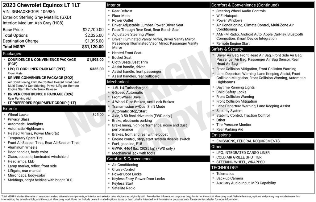 2023 Chevrolet Equinox LT HEATED SEATS REMOTE ENTRY/START BLUETOOTH