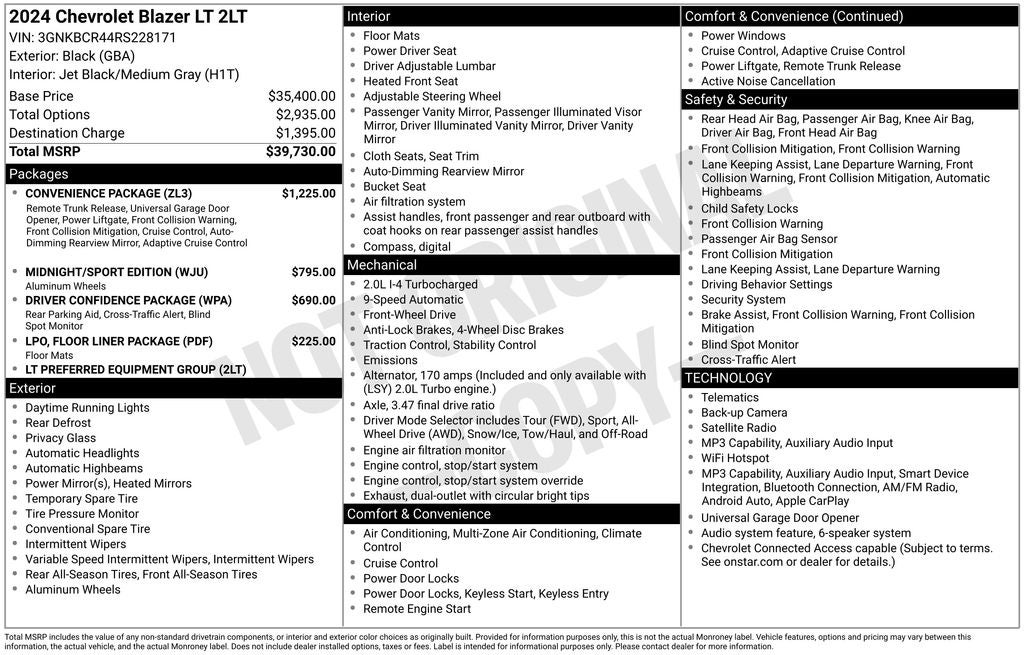 2024 Chevrolet Blazer LT MIDNIGHT SPORT EDITION R CAMERA P LIFTGATE