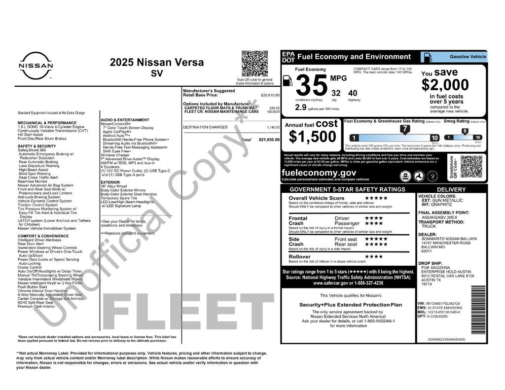 2025 Nissan Versa 1.6 SV