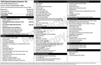 2023 Buick Enclave Essence Sport Touring Pkg AWD V6 Leather Black Wheels