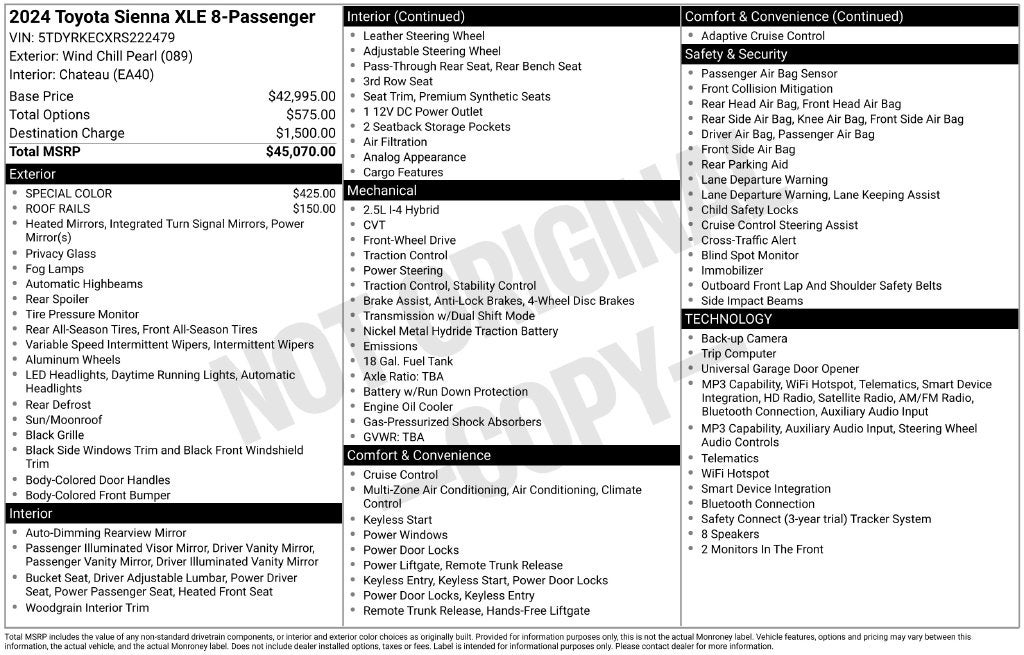 2024 Toyota Sienna XLE 8 Passenger