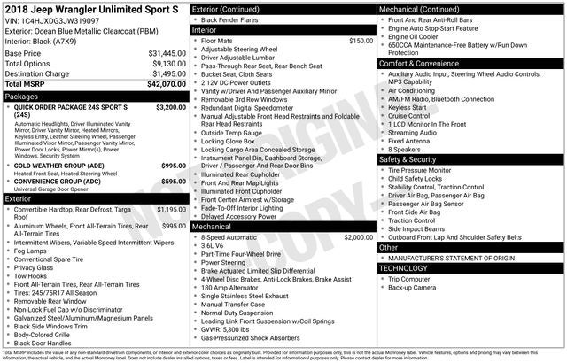 2018 Jeep Wrangler Sport S 4x4