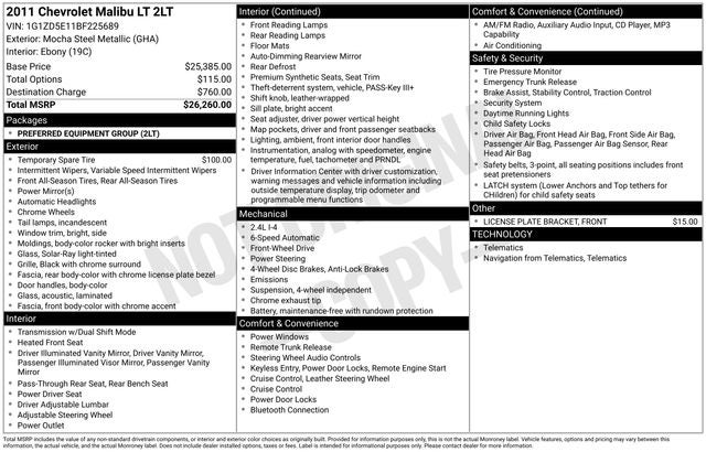 2011 Chevrolet Malibu LT 2LT
