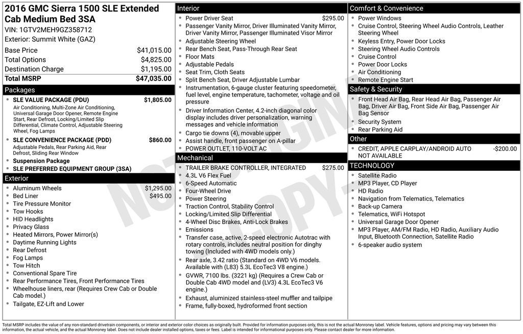 2016 GMC Sierra 1500 SLE