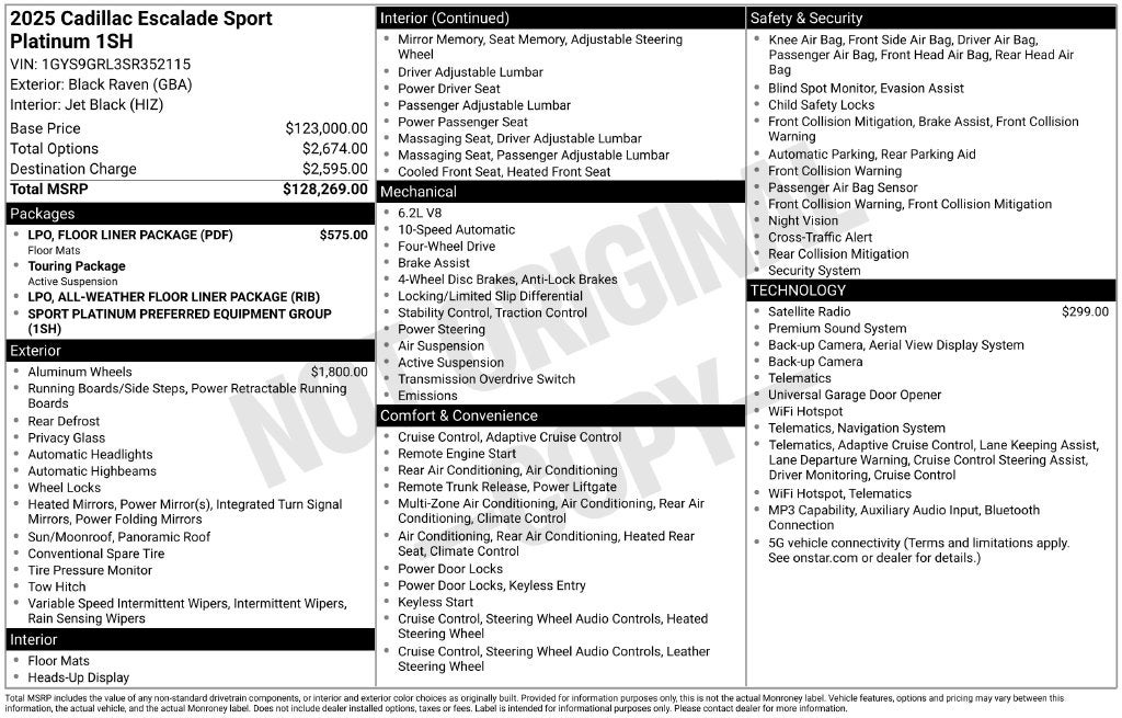 2025 Cadillac Escalade Sport Platinum