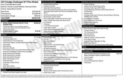 2015 Dodge Challenger R/T Plus Shaker