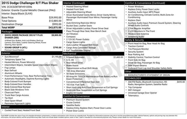 2015 Dodge Challenger R/T Plus Shaker