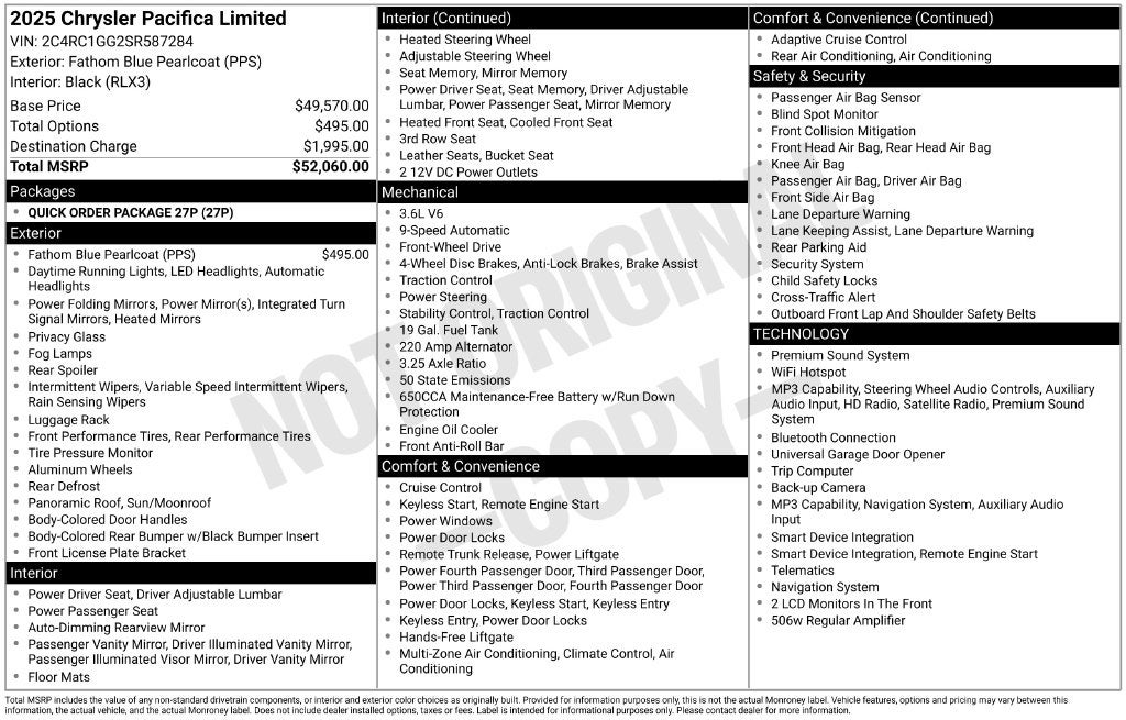 2025 Chrysler Pacifica Limited