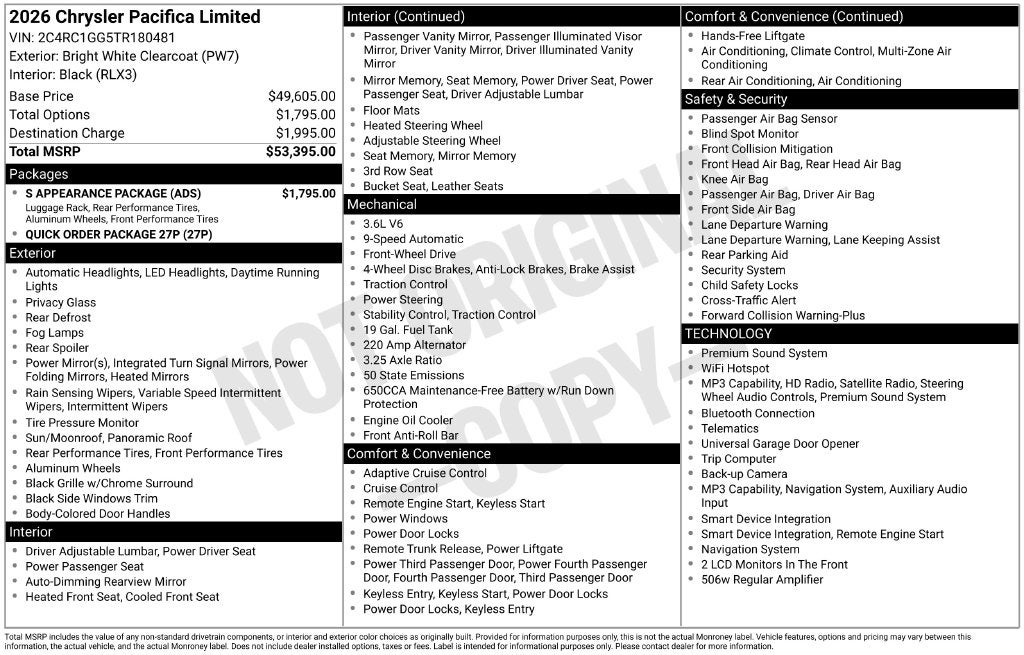 2026 Chrysler Pacifica Limited