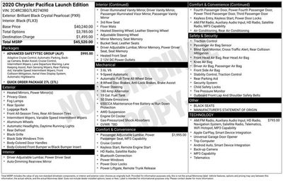 2020 Chrysler Pacifica Launch Edition