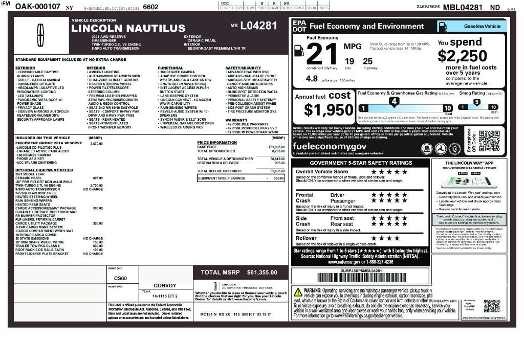 2021 Lincoln Nautilus Reserve