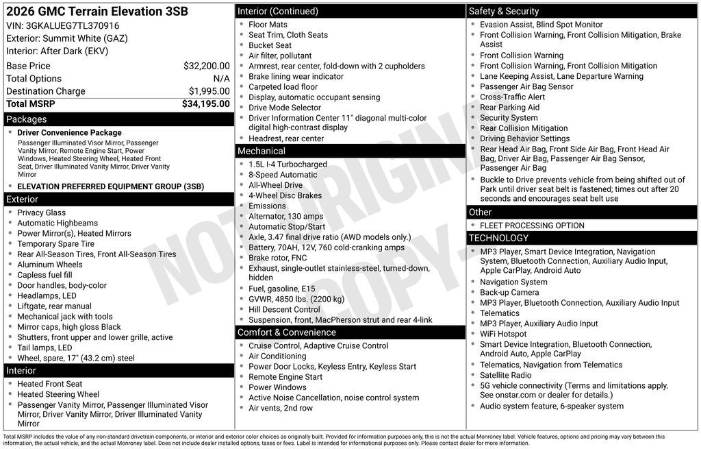 2026 GMC Terrain Elevation
