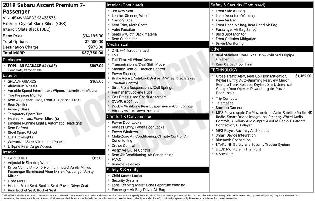 2019 Subaru Ascent Premium