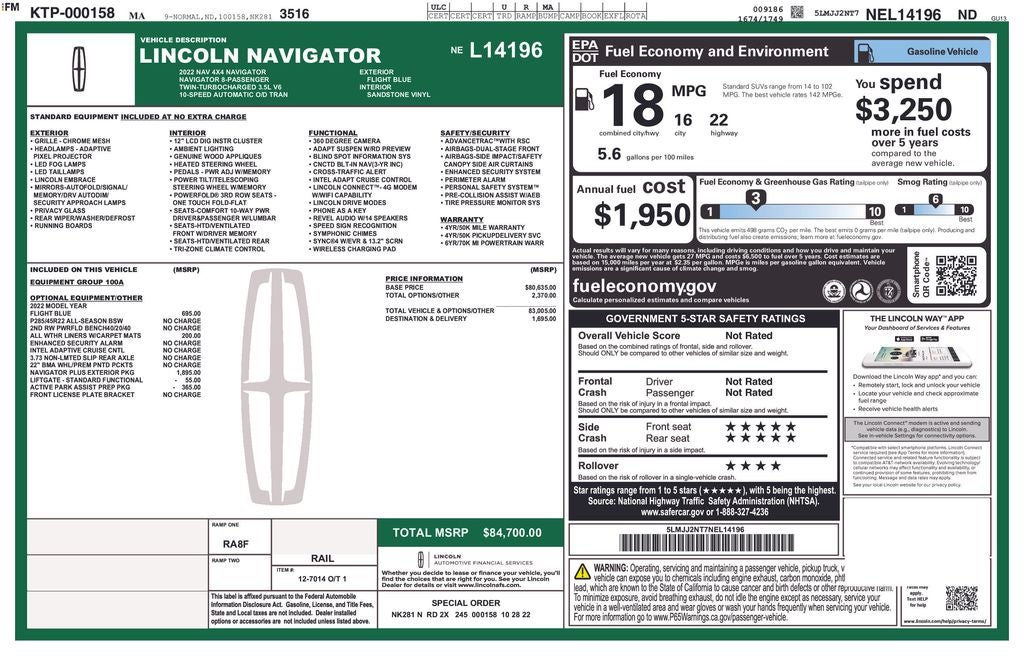 2022 Lincoln Navigator Standard