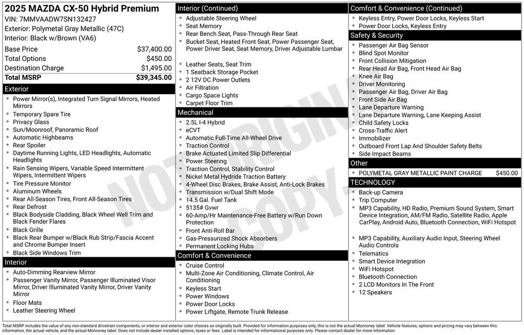 2025 Mazda Mazda CX-50 Hybrid Premium