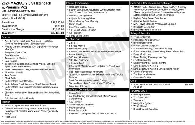 2024 Mazda Mazda3 2.5 S Premium Package