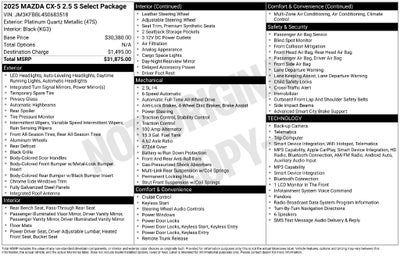 2025 Mazda Mazda CX-5 2.5 S Select Package