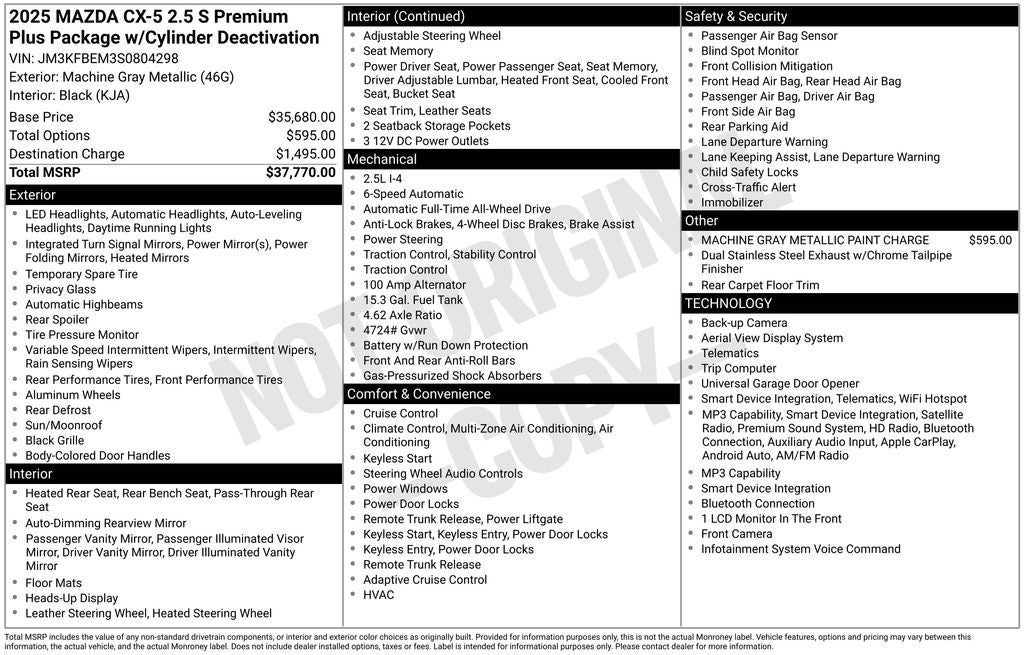 2025 Mazda Mazda CX-5 2.5 S Premium Plus Package
